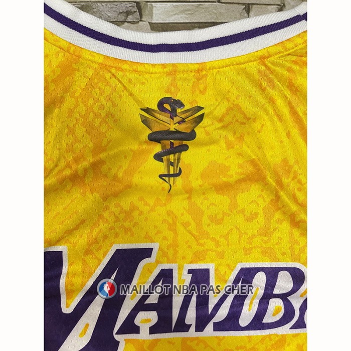 Maillot Los Angeles Lakers Kobe Bryant NO 24 Mamba Jaune